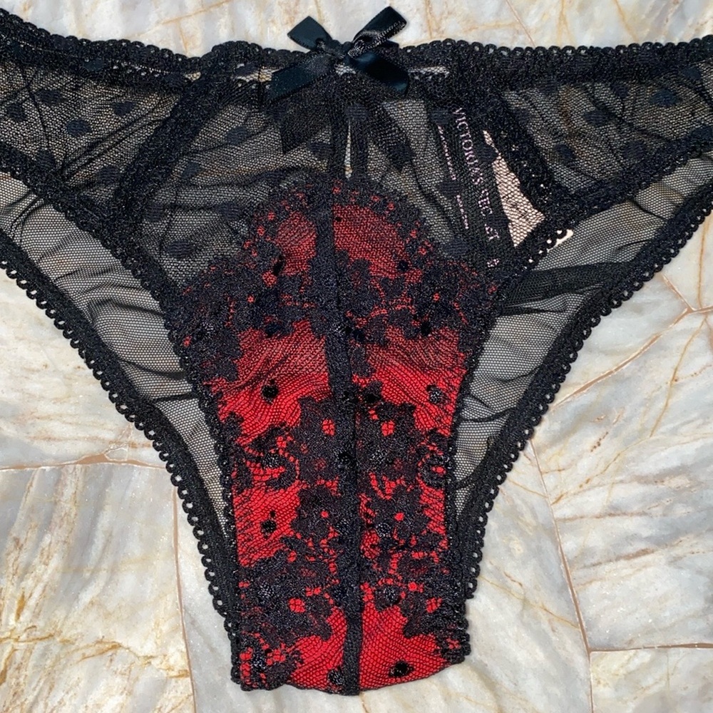 VS Very Sexy Panty Underwear Small Black/Red - Picture 2 of 8